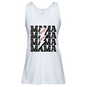 Baseball Mama Distressed Lightning Bolt Mom Ladies Essential Flowy Tank