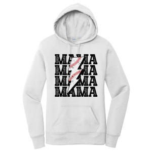 Baseball Mama Distressed Lightning Bolt Mom Women's Pullover Hoodie