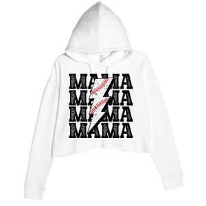 Baseball Mama Distressed Lightning Bolt Mom Crop Fleece Hoodie