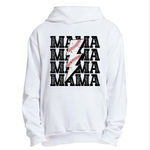 Baseball Mama Distressed Lightning Bolt Mom Urban Pullover Hoodie