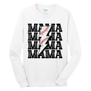 Baseball Mama Distressed Lightning Bolt Mom Tall Long Sleeve T-Shirt