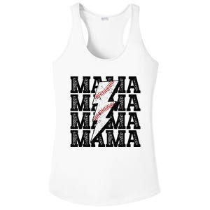 Baseball Mama Distressed Lightning Bolt Mom Ladies PosiCharge Competitor Racerback Tank