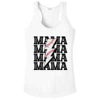 Baseball Mama Distressed Lightning Bolt Mom Ladies PosiCharge Competitor Racerback Tank