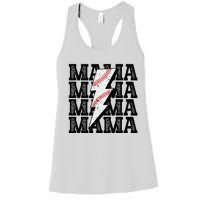 Baseball Mama Distressed Lightning Bolt Mom Women's Racerback Tank