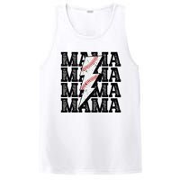 Baseball Mama Distressed Lightning Bolt Mom PosiCharge Competitor Tank