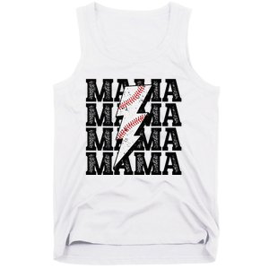 Baseball Mama Distressed Lightning Bolt Mom Tank Top