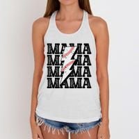 Baseball Mama Distressed Lightning Bolt Mom Women's Knotted Racerback Tank