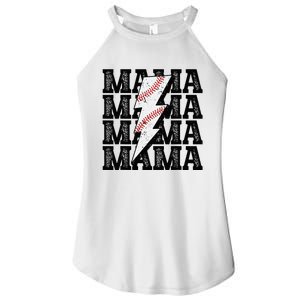 Baseball Mama Distressed Lightning Bolt Mom Women's Perfect Tri Rocker Tank