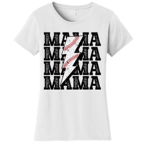 Baseball Mama Distressed Lightning Bolt Mom Women's T-Shirt