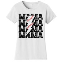 Baseball Mama Distressed Lightning Bolt Mom Women's T-Shirt