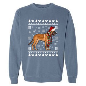 Belgian Malinoi Dog Santa Hat Xmas Ugly Christmas Cool Gift Garment-Dyed Sweatshirt