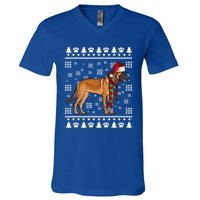 Belgian Malinoi Dog Santa Hat Xmas Ugly Christmas Cool Gift V-Neck T-Shirt