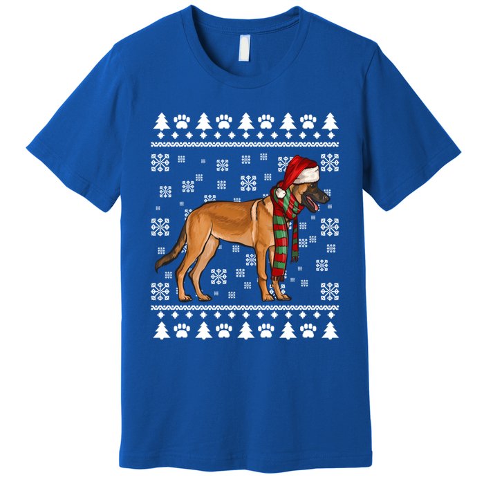 Belgian Malinoi Dog Santa Hat Xmas Ugly Christmas Cool Gift Premium T-Shirt