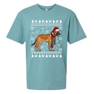 Belgian Malinoi Dog Santa Hat Xmas Ugly Christmas Cool Gift Sueded Cloud Jersey T-Shirt