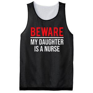 Beware My Daughter Is A Nurse Funny Nurse Dad Mom  Mesh Reversible Basketball Jersey Tank