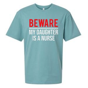 Beware My Daughter Is A Nurse Funny Nurse Dad Mom  Sueded Cloud Jersey T-Shirt