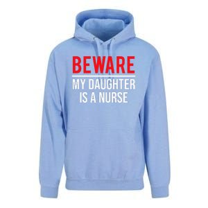 Beware My Daughter Is A Nurse Funny Nurse Dad Mom  Unisex Surf Hoodie