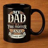 Because My Dad Is A Fire Fighter Thats Why I Love Him A Lot Gift 11oz C Handle Ceramic Mug