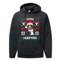 Bernese Mountain Dog Gift For Merry Christmas Woofmas Berner Performance Fleece Hoodie