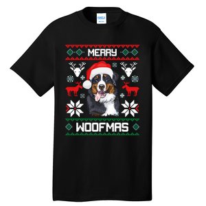 Bernese Mountain Dog Gift For Merry Christmas Woofmas Berner Tall T-Shirt