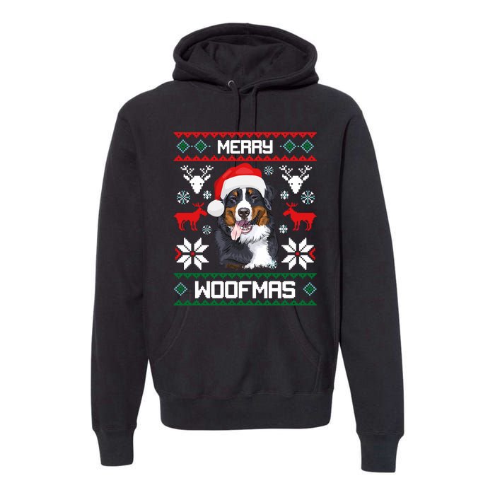 Bernese Mountain Dog Gift For Merry Christmas Woofmas Berner Premium Hoodie