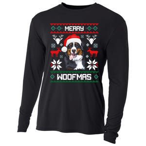 Bernese Mountain Dog Gift For Merry Christmas Woofmas Berner Cooling Performance Long Sleeve Crew