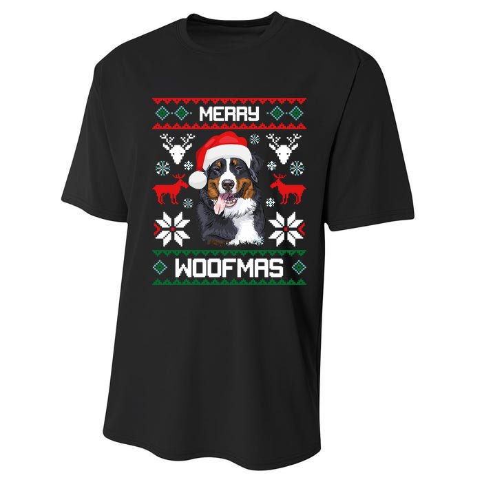 Bernese Mountain Dog Gift For Merry Christmas Woofmas Berner Performance Sprint T-Shirt