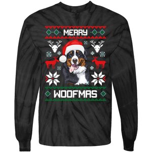 Bernese Mountain Dog Gift For Merry Christmas Woofmas Berner Tie-Dye Long Sleeve Shirt