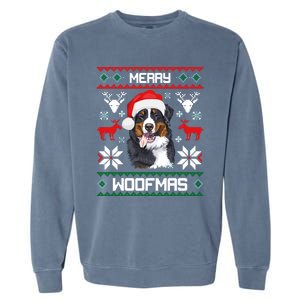 Bernese Mountain Dog Gift For Merry Christmas Woofmas Berner Garment-Dyed Sweatshirt