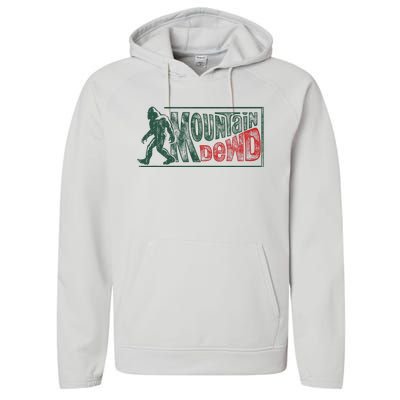 Bigfoot Mountain Dude Hiking Camping Performance Fleece Hoodie