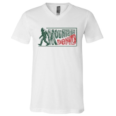 Bigfoot Mountain Dude Hiking Camping V-Neck T-Shirt