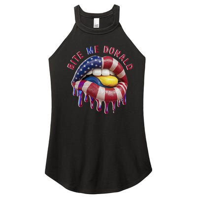 Bite Me Donald Anti Trump Print Funny Political Women’s Perfect Tri Rocker Tank