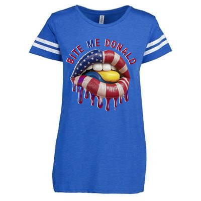 Bite Me Donald Anti Trump Print Funny Political Enza Ladies Jersey Football T-Shirt