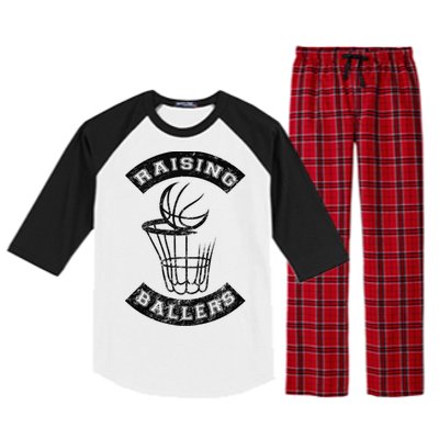 Basketball Mom Dad Mother Father Parenting Gift Raising Ballers Gift Raglan Sleeve Pajama Set