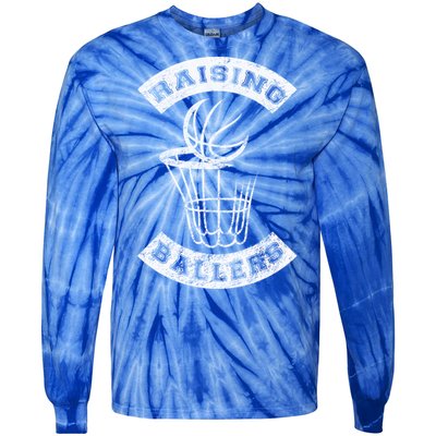 Basketball Mom Dad Mother Father Parenting Gift Raising Ballers Gift Tie-Dye Long Sleeve Shirt