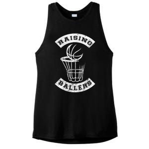 Basketball Mom Dad Mother Father Parenting Funny Gift Raising Ballers Funny Gift Ladies PosiCharge Tri-Blend Wicking Tank