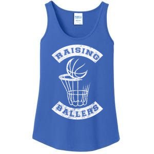 Basketball Mom Dad Mother Father Parenting Funny Gift Raising Ballers Funny Gift Ladies Essential Tank