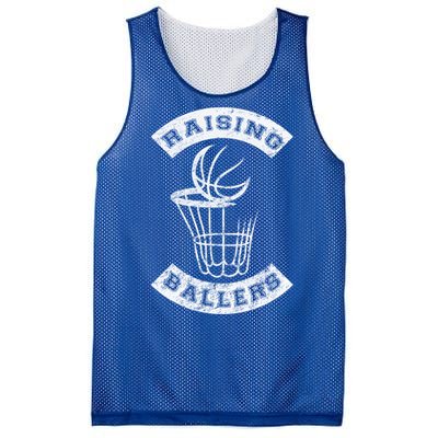 Basketball Mom Dad Mother Father Parenting Funny Gift Raising Ballers Funny Gift Mesh Reversible Basketball Jersey Tank