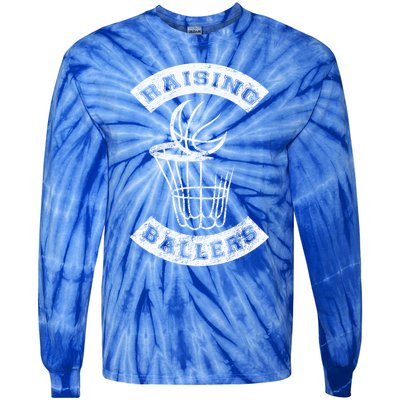 Basketball Mom Dad Mother Father Parenting Funny Gift Raising Ballers Funny Gift Tie-Dye Long Sleeve Shirt