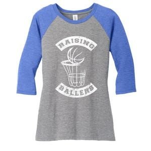 Basketball Mom Dad Mother Father Parenting Funny Gift Raising Ballers Funny Gift Women's Tri-Blend 3/4-Sleeve Raglan Shirt