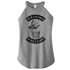 Basketball Mom Dad Mother Father Parenting Funny Gift Raising Ballers Funny Gift Women's Perfect Tri Rocker Tank