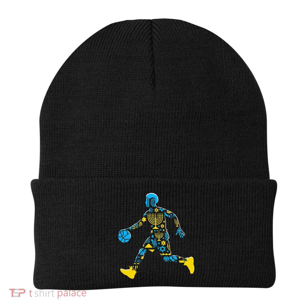 Basketball Menorah Dreidel Jewish Hanukkah Beanie