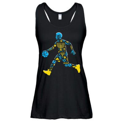 Basketball Menorah Dreidel Jewish Hanukkah Ladies Essential Flowy Tank