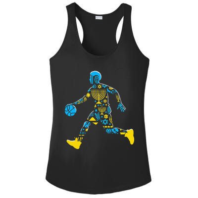 Basketball Menorah Dreidel Jewish Hanukkah Ladies PosiCharge Competitor Racerback Tank