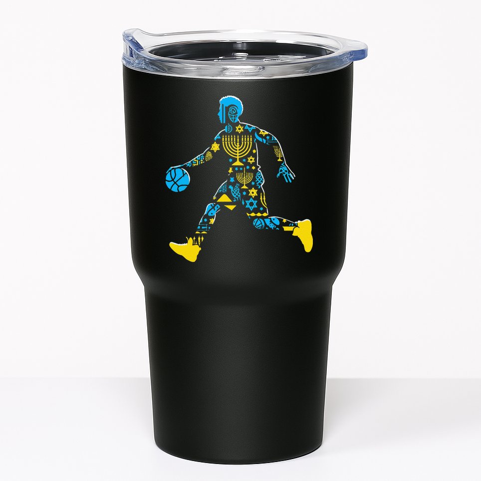 Basketball Menorah Dreidel Jewish Hanukkah Tumbler