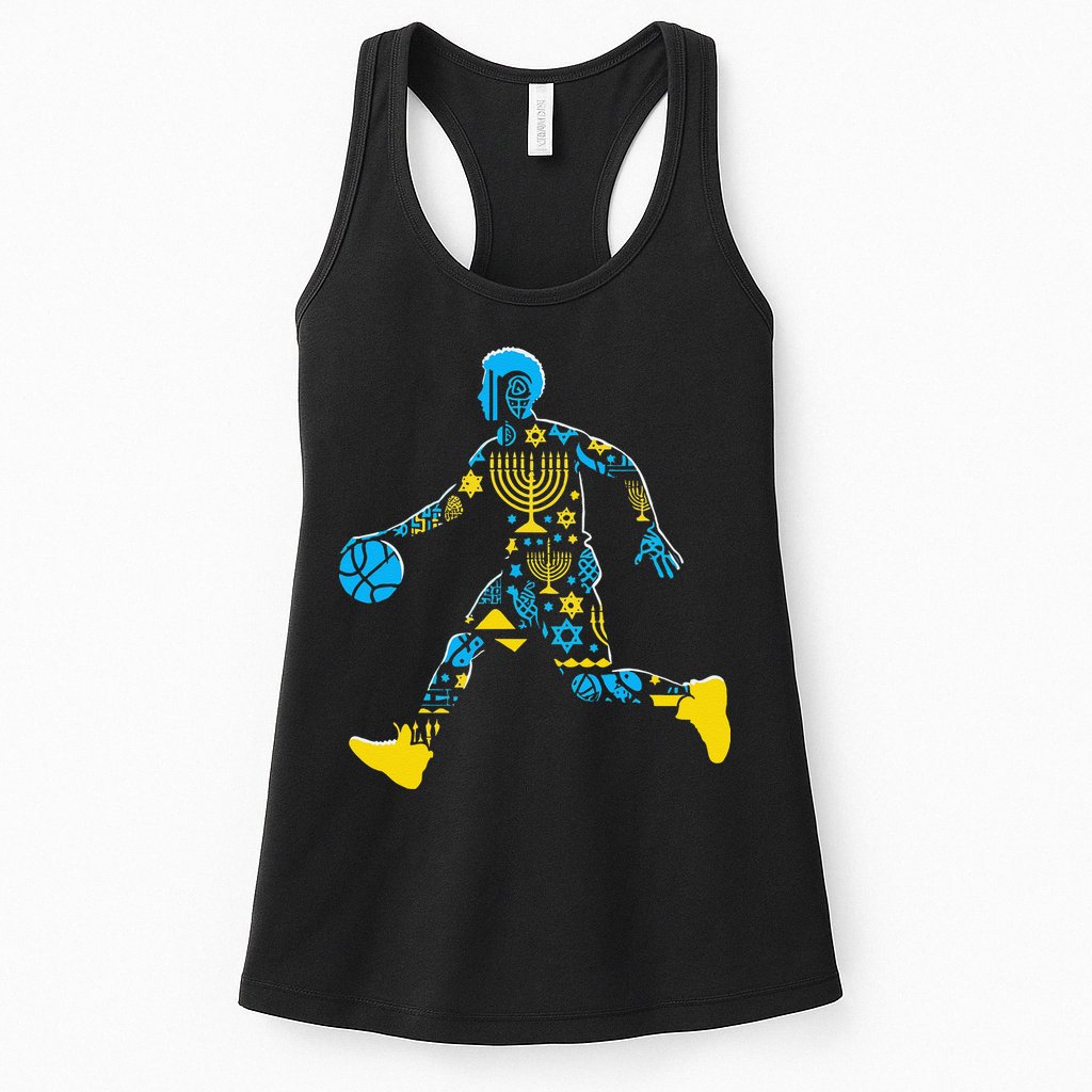 Basketball Menorah Dreidel Jewish Hanukkah Womens Tank Top