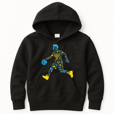 Basketball Menorah Dreidel Jewish Hanukkah Kids Hoodie