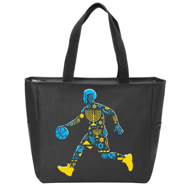 Basketball Menorah Dreidel Jewish Hanukkah Zip Tote Bag