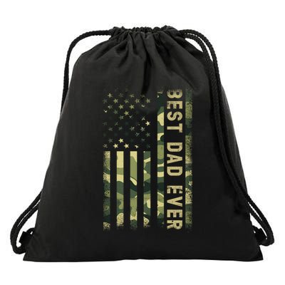 Best Military Dad Ever American Flag Fathers Day Drawstring Bag