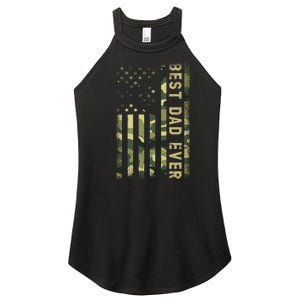 Best Military Dad Ever American Flag Fathers Day Women’s Perfect Tri Rocker Tank